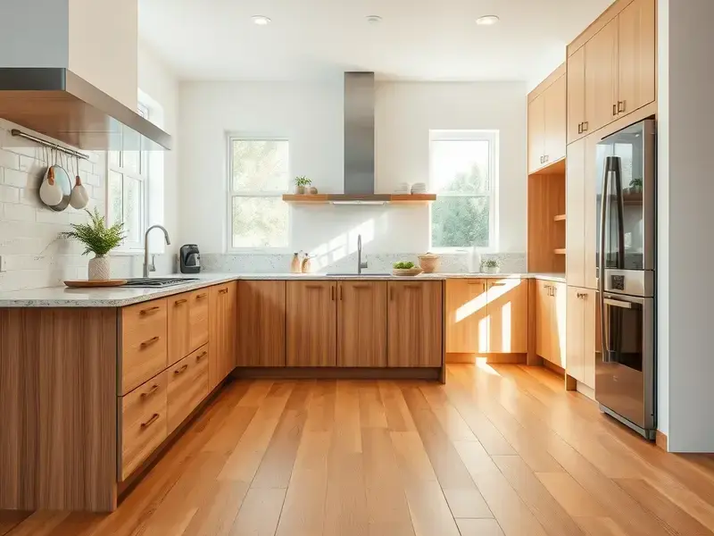 Kitchen renovation with new vinyl flooring