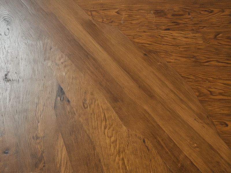 Professional hardwood floor refinishing process showing sanding and restoration of beautiful oak flooring